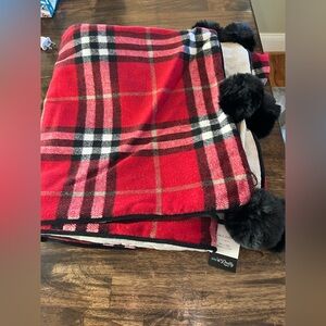 Style Me Pretty Christmas Plaid Table Runner, 108”, NEW, Red, Black, White